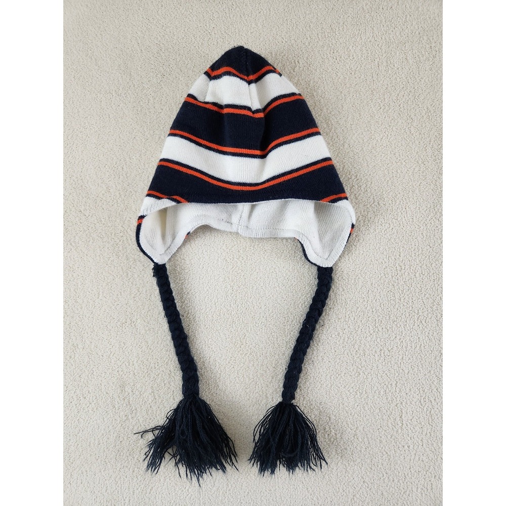 NFL Team Apparel Denver Broncos Ear Flap Stocking Cap with Long Poms - Picture 3 of 4